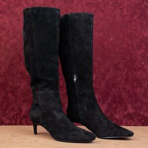 Nine West Women Richie Black Suede Wide Calf Pointy Toe Knee Boots sz 10